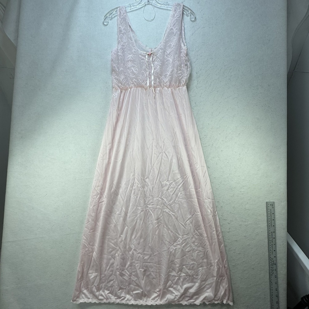Vintage Tosca Long 2 Pc Nightgown Peignoir Robe Set‎ Small Nylon Pink Lace - Picture 4 of 13